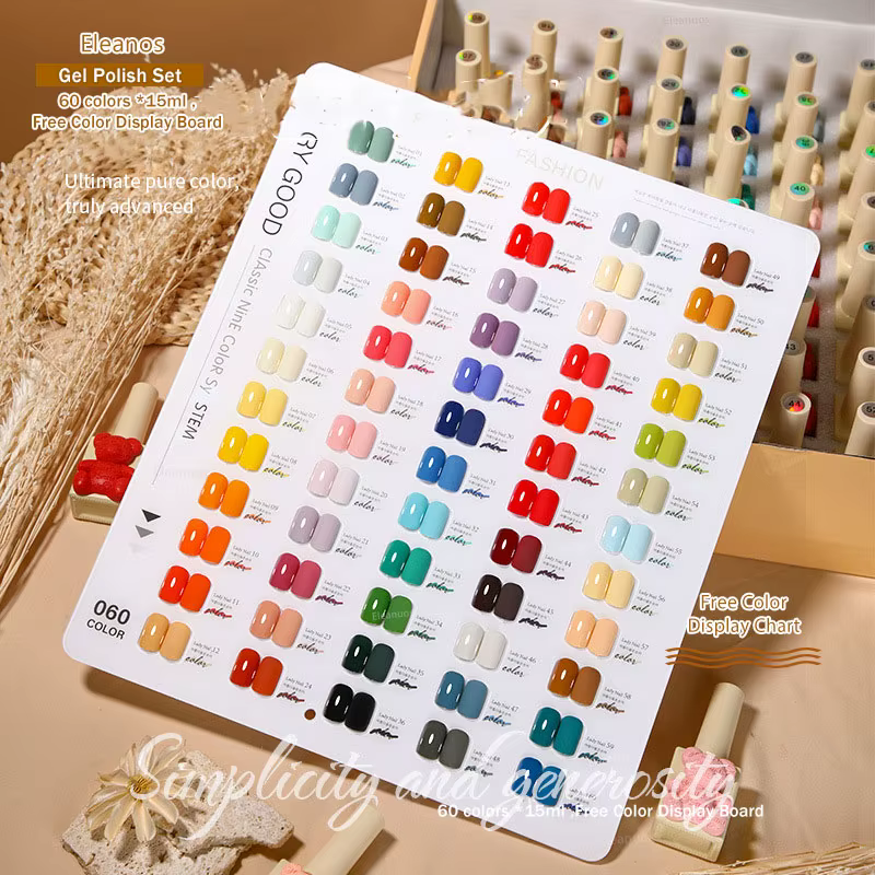 Eleanos Bear Gel Agent de polissage 60 couleurs costume couleur vernis Semi Permanent finition Gel UV LED Immersion ongles Salon Gel vente en gros