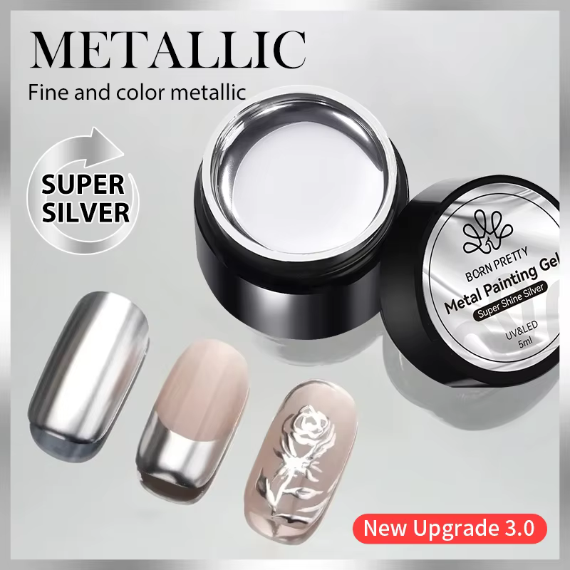 BORN PRETTY 5ml mise à niveau peinture métallique Gel vernis fort argent Style français Nail Art tremper Gel