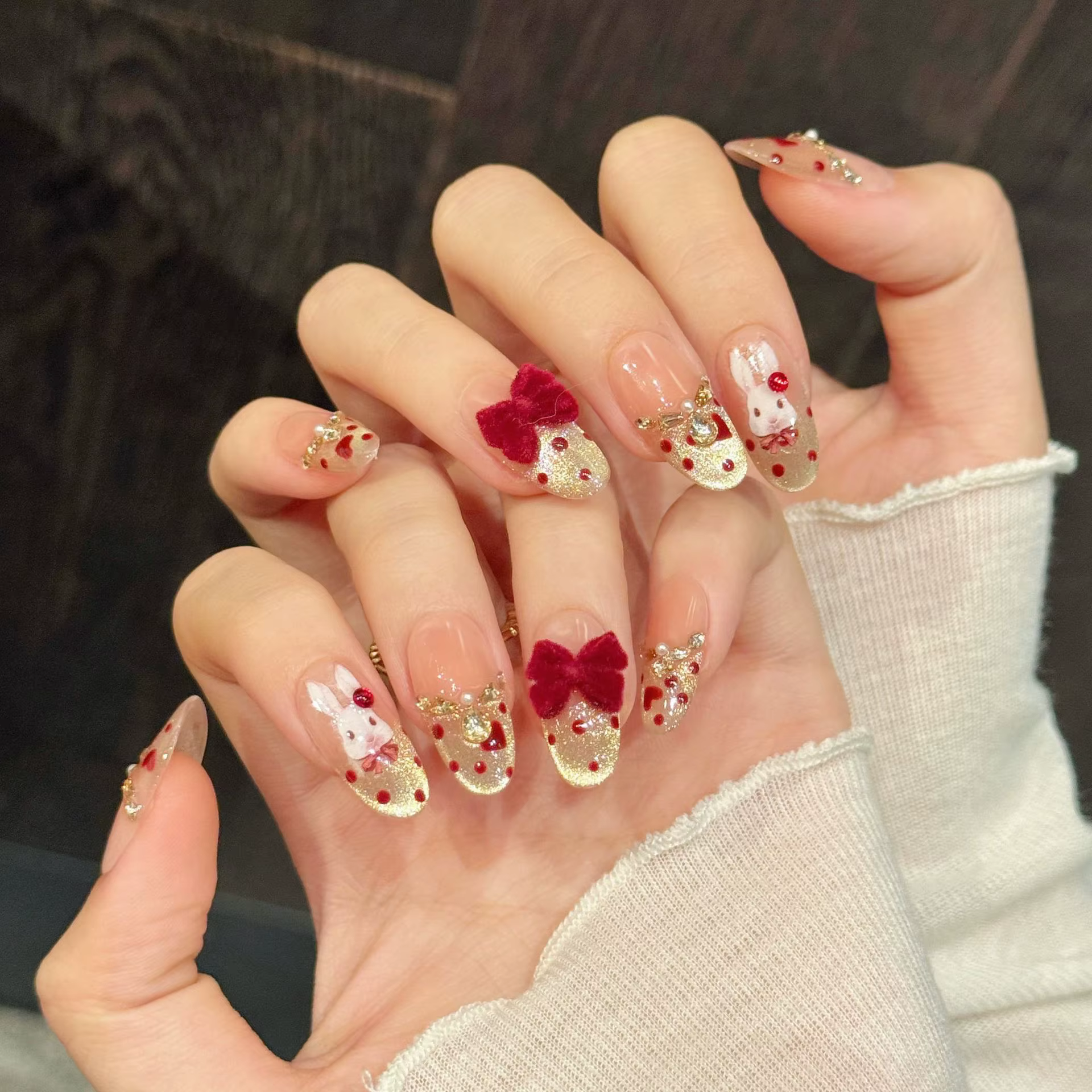 Faux ongles français œil de chat