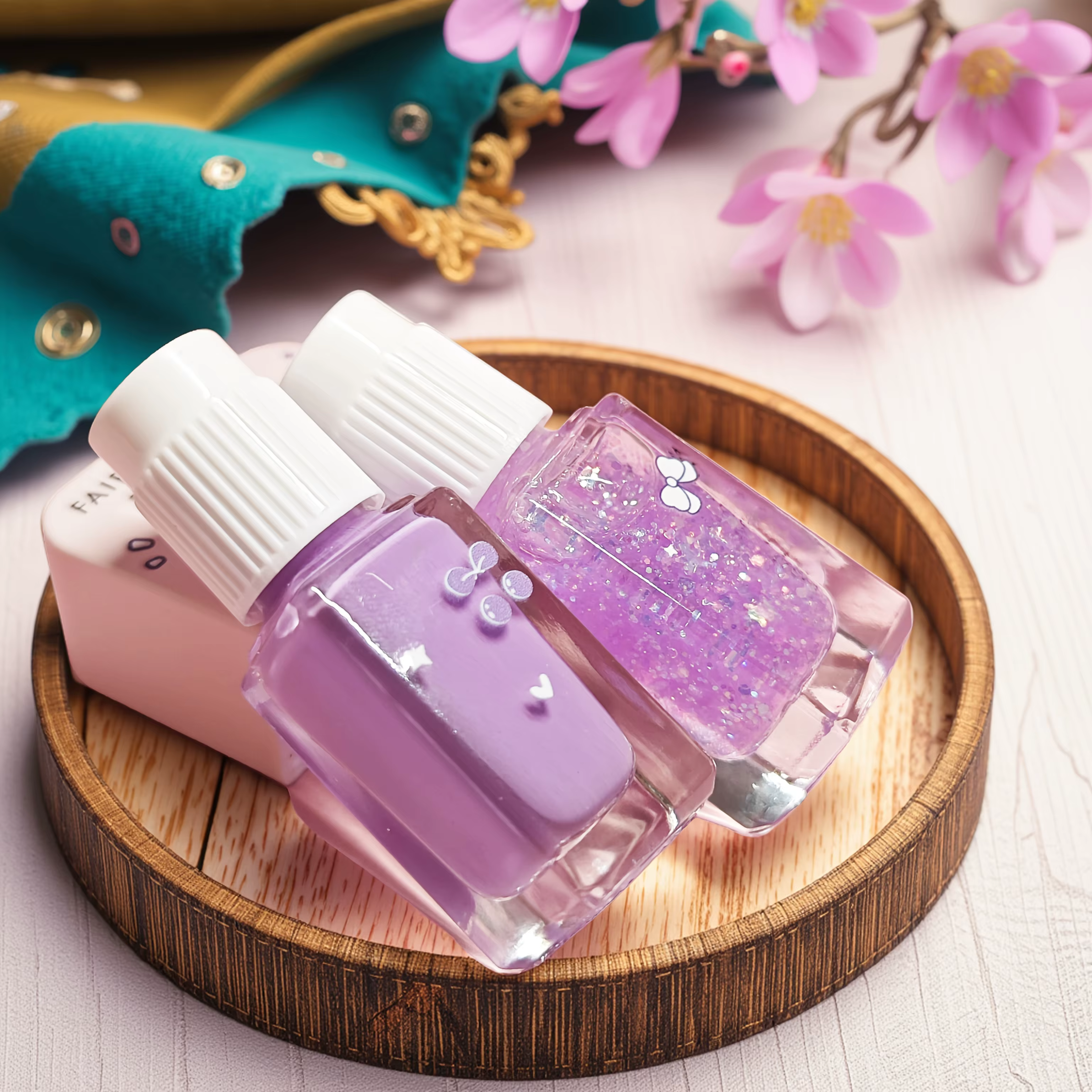 S04 violet fille cadeau de fée ensemble de 2 bouteilles vernis à ongles sans cuisson séchage rapide pelable à base