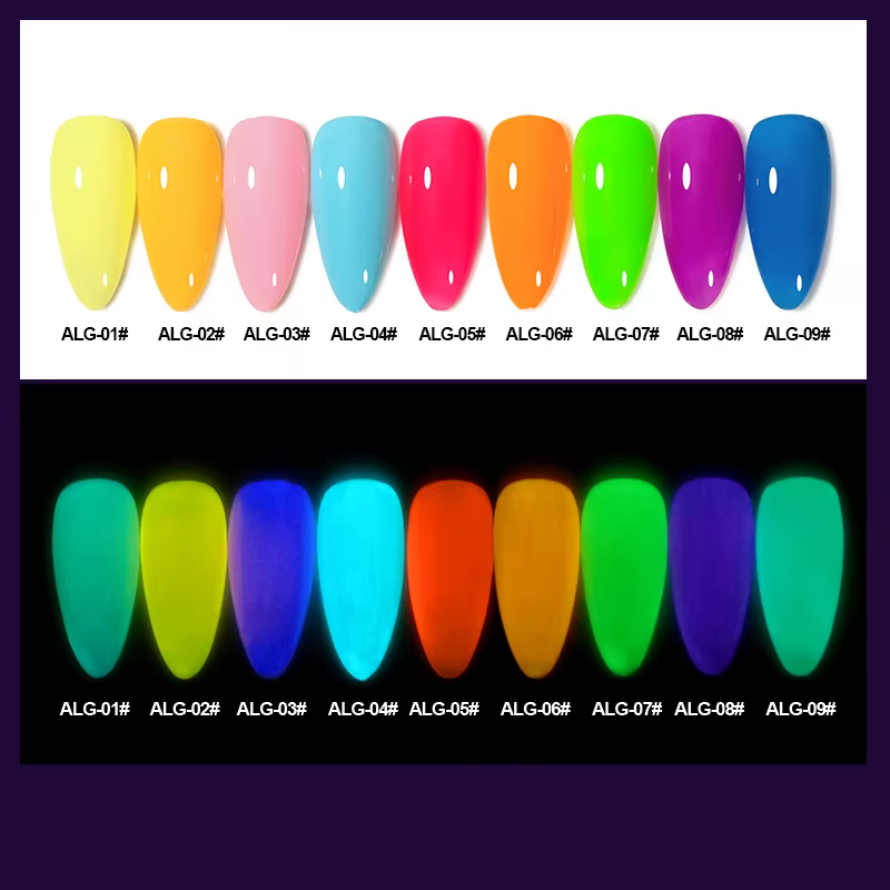 AS Vernis à ongles gel fluorescent vert qui brille dans le noir