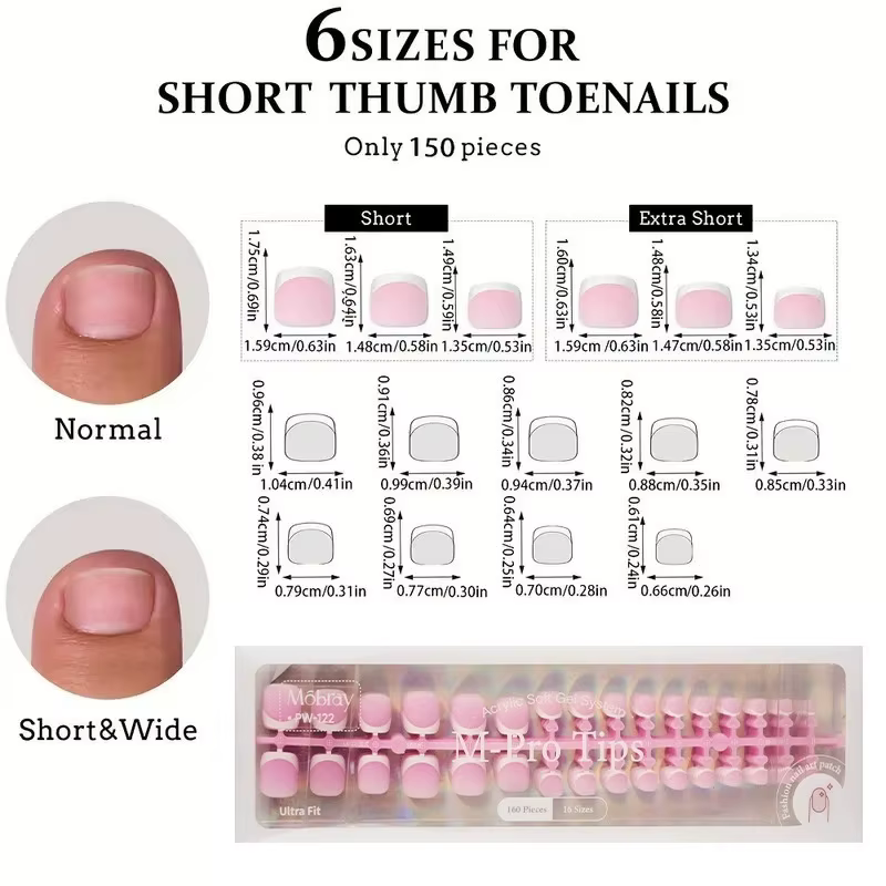 160 faux ongles à presser blancs et roses