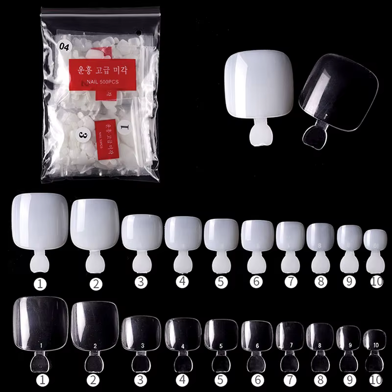 500 faux ongles d'orteils artificiels