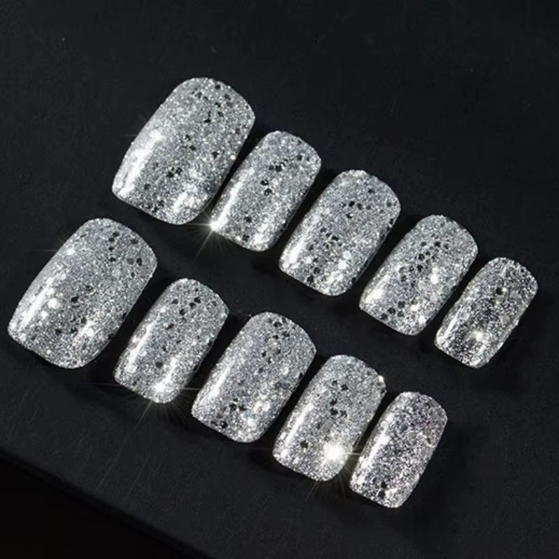 Mélange de paillettes pour ongles en argent pur scintillant