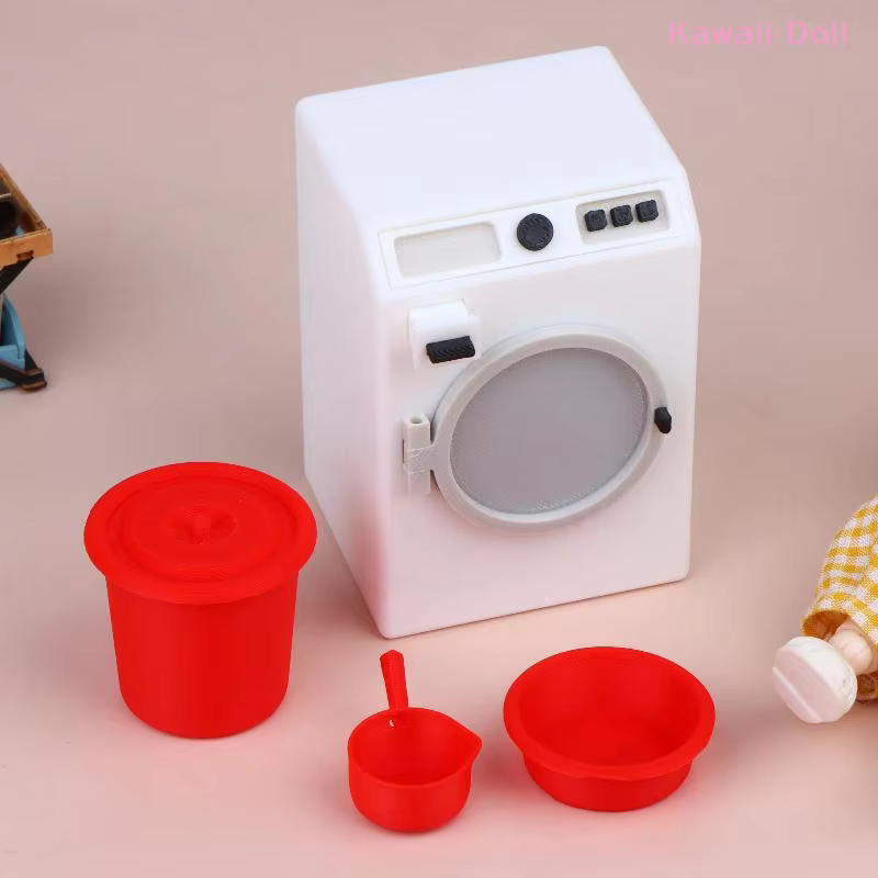 Meubles de buanderie pour maison de poupée 1/12, décor miniature, machine à laver, seau, lavabo, ornement, accessoires pour micro-scène de maison de poupée
