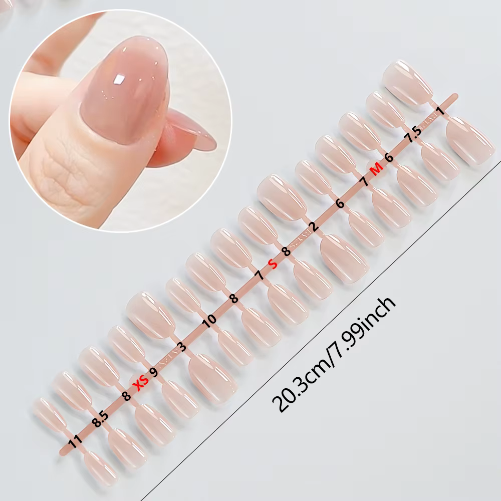 150 pièces M/S/XS glace nue courte ovale faux ongles français brillant mat Simple presse