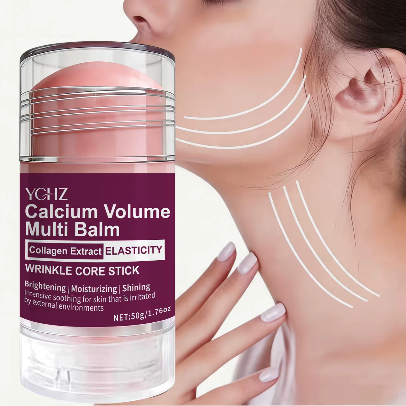 Stick de soin du visage au collagène : un produit multifonctionnel qui combine baume à lèvres, crème pour les yeux, crème pour le cou, base de maquillage et hydratant pour le visage, offrant des effet