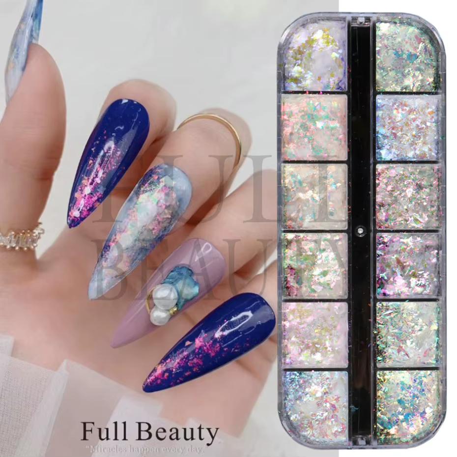 12 grilles irisées pour ongles