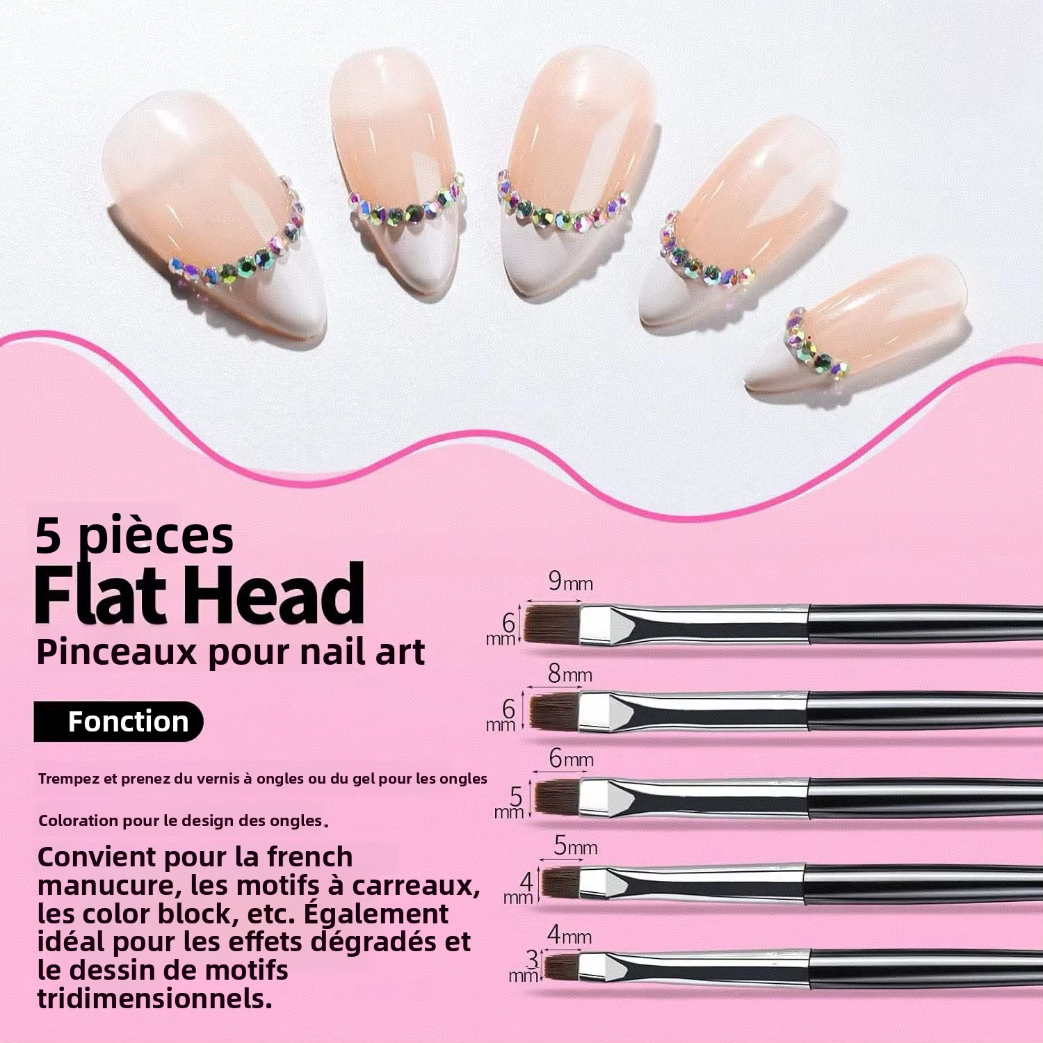 Kit de bricolage pour nail art 21 pièces – 11 pinceaux + 5 stylos à points + 2 supports magnétiques + palette + 2 rubans adhésifs – Essentiel pour salon et maison