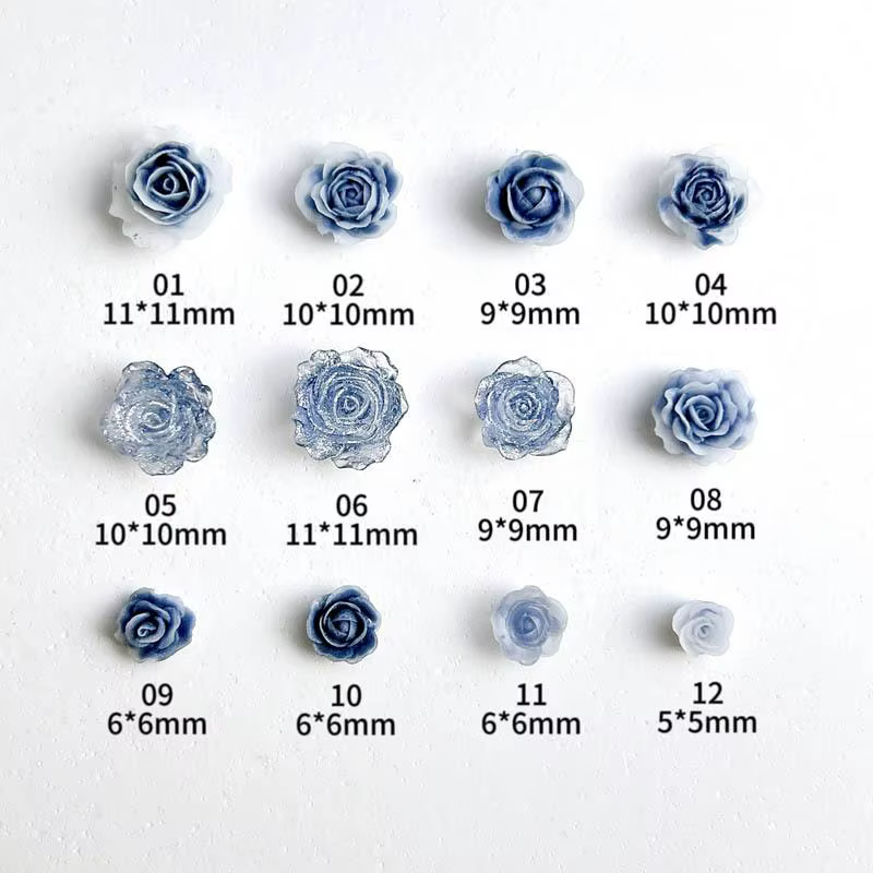 Breloques lumineuses en résine camélia pour ongles