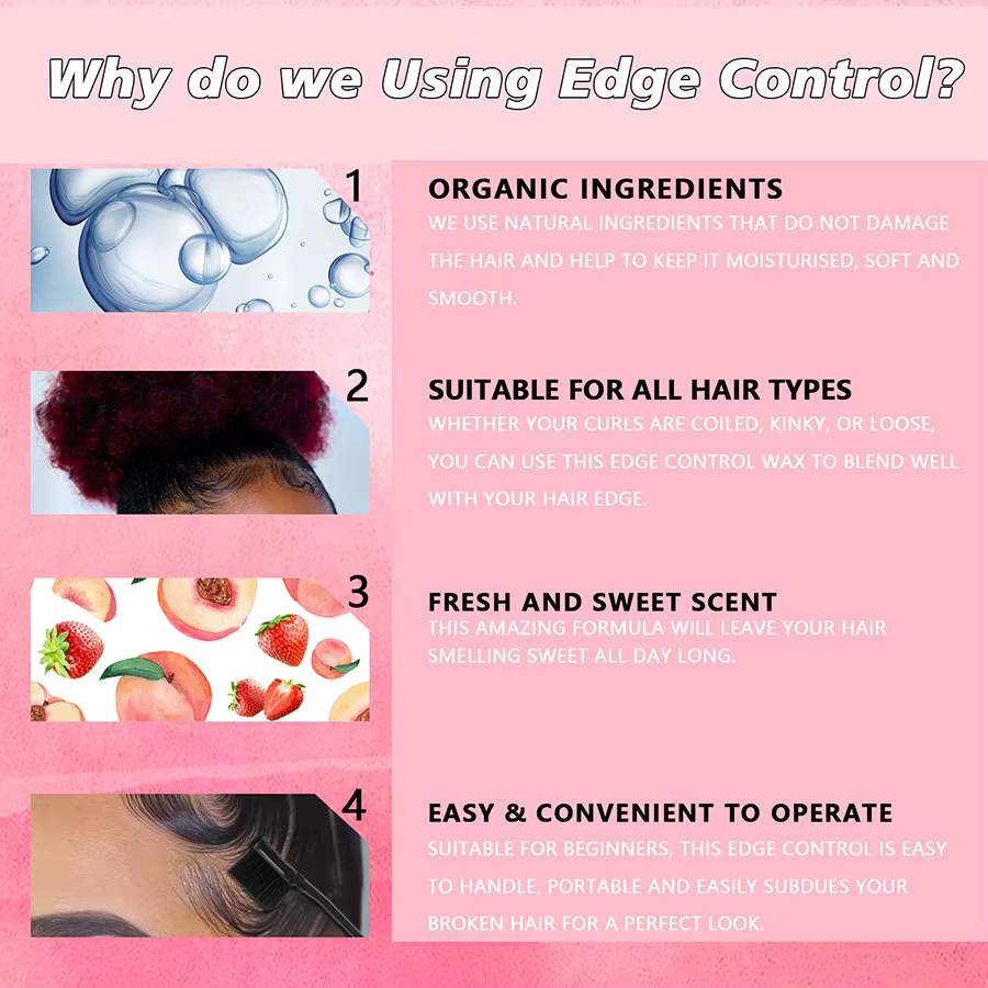 GOIPLE 3 saveurs fruitées 30g ensemble de Gel de contrôle des bords fixation des cheveux cassés lisse Anti-frisottis