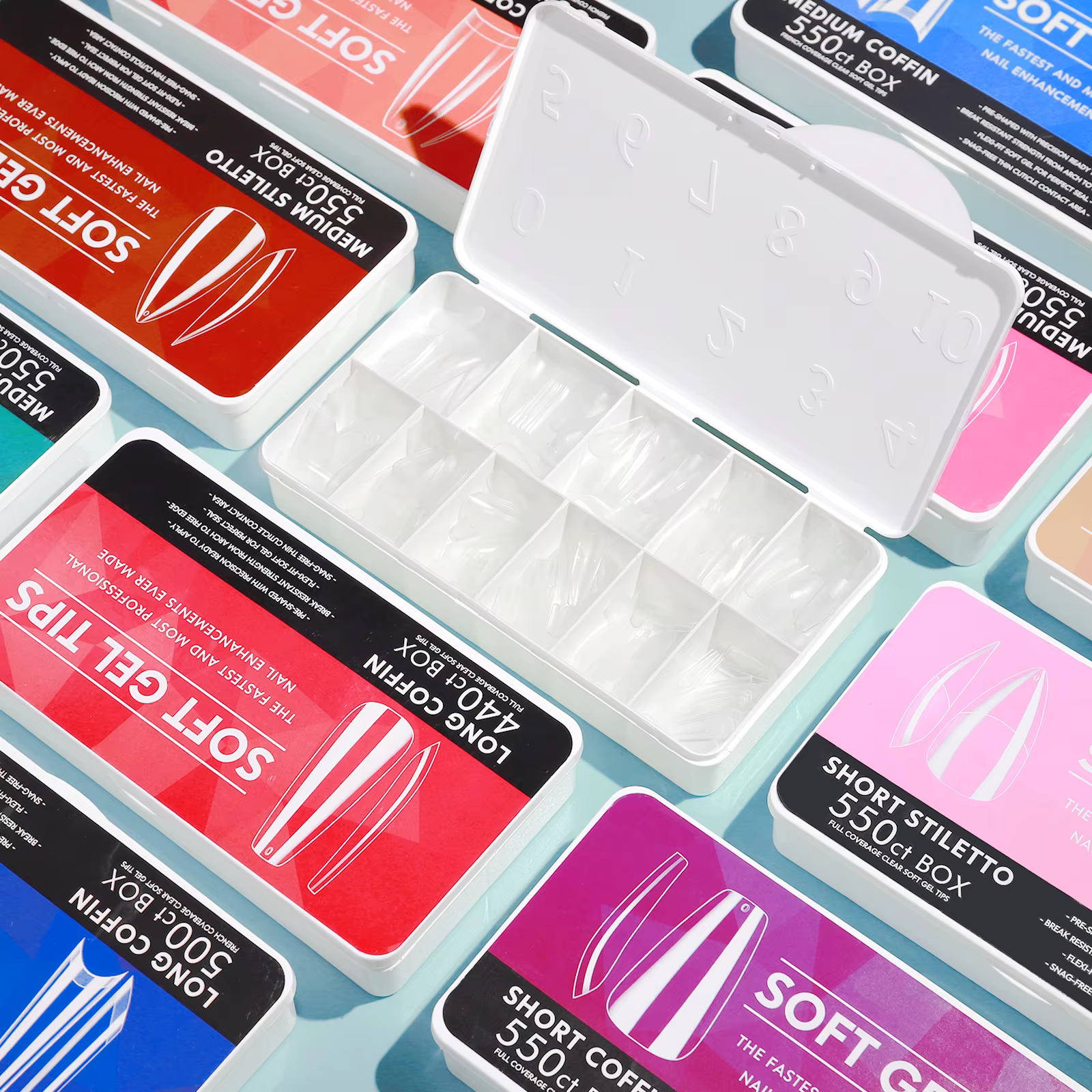 1 boîte de Faux ongles longs en acrylique transparent