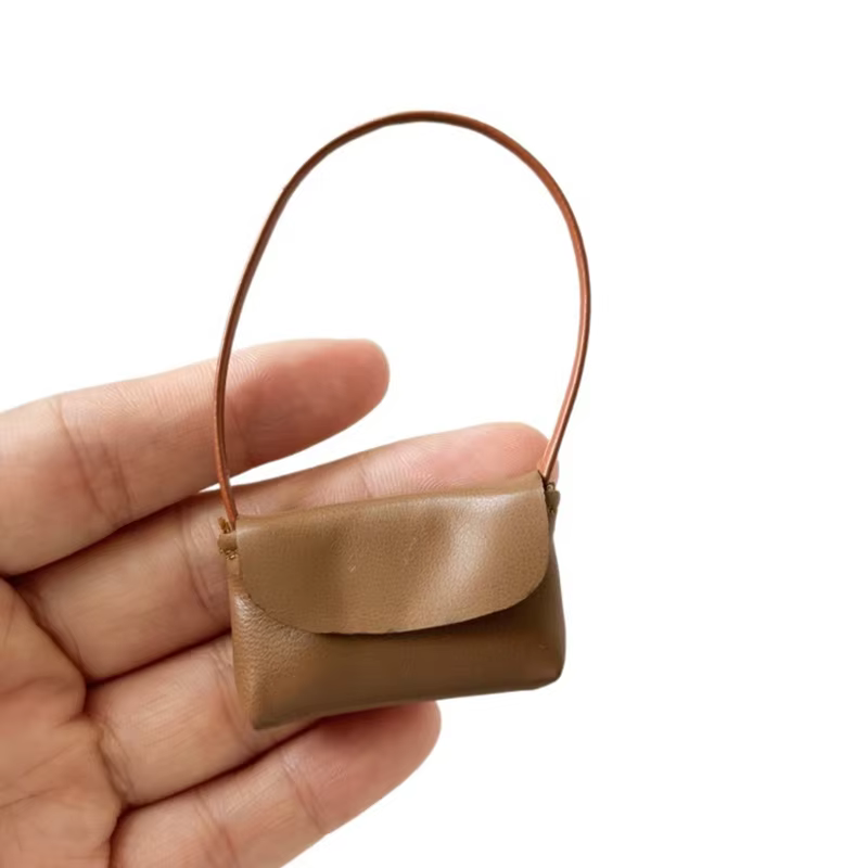 Jouet de sac à main de jeu de rôle, sac en cuir de dame de poupée de 15-17cm, sac à main pour la décoration intérieure de maison de poupée
