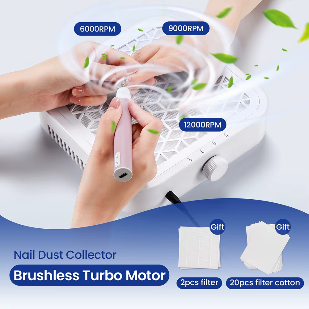 Aspirateur à ongles puissant 12000 tr/min sans balais