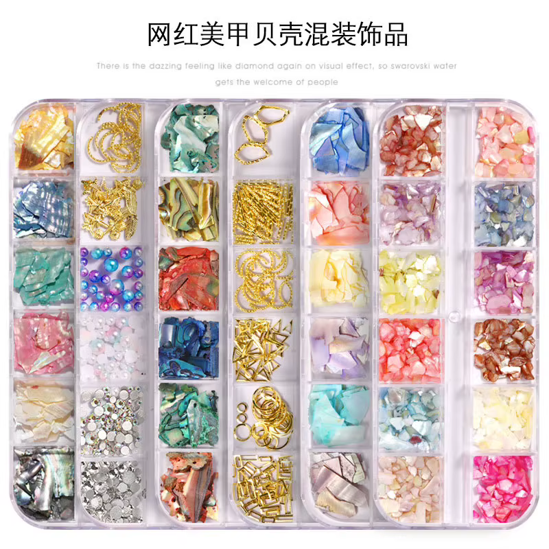 Nail Art Aurora coquille flocons ormeau ongles breloques 3D tranche irrégulière