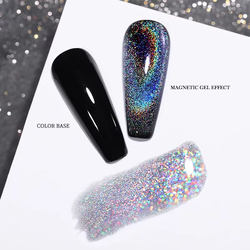 TC 10ml Nouveau Modèle 2026 Vernis Gel Magnétique Effet Œil de Chat Holographique Pailleté Blanc Réfléchissant Galactique Soak Off UV LED pour Nail Art