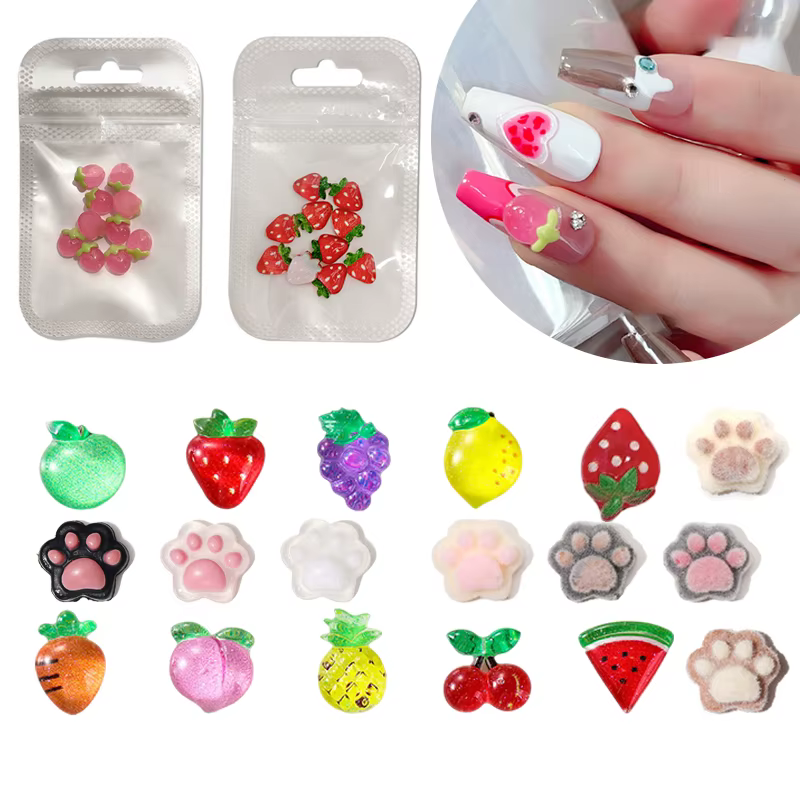 10 pièces Nail Art breloques résine Mini cerise fraise