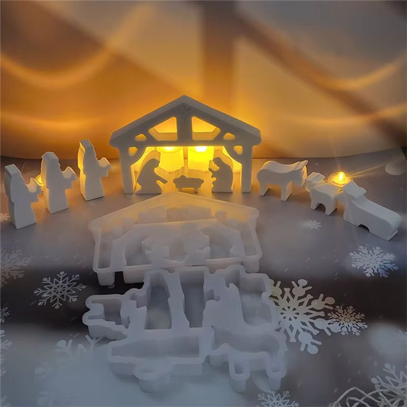 VELIF-la scène de naissance de jésus, moule DIY, décoration de noël, ameublement de maison