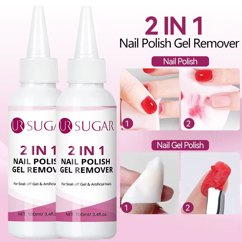UR SUGAR 100ml 2 en 1 Liquide Dissolvant de Vernis Gel 1/2PCS Formule Douce Nettoyage Rapide