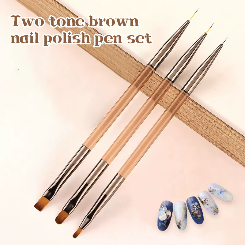 Lot de 3 pinceaux de manucure double usage