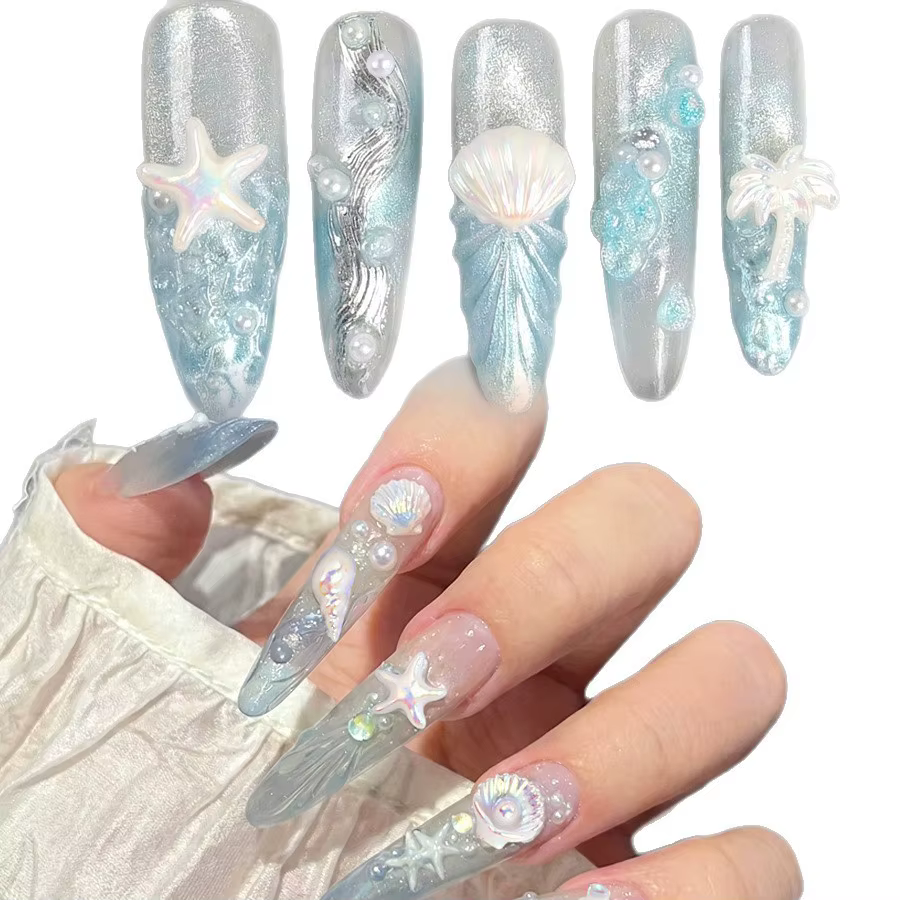 12 compartiments de décorations pour nail art style océan estival