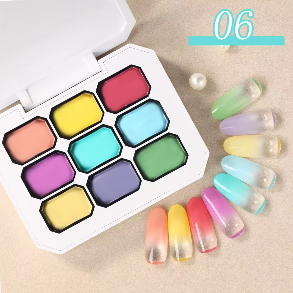 Mini vernis à ongles gel 4 en 1 Pat Ombre, 9 couleurs, gel de peinture facile à dégrader, vernis à ongles français, peinture artistique en gel pour filles