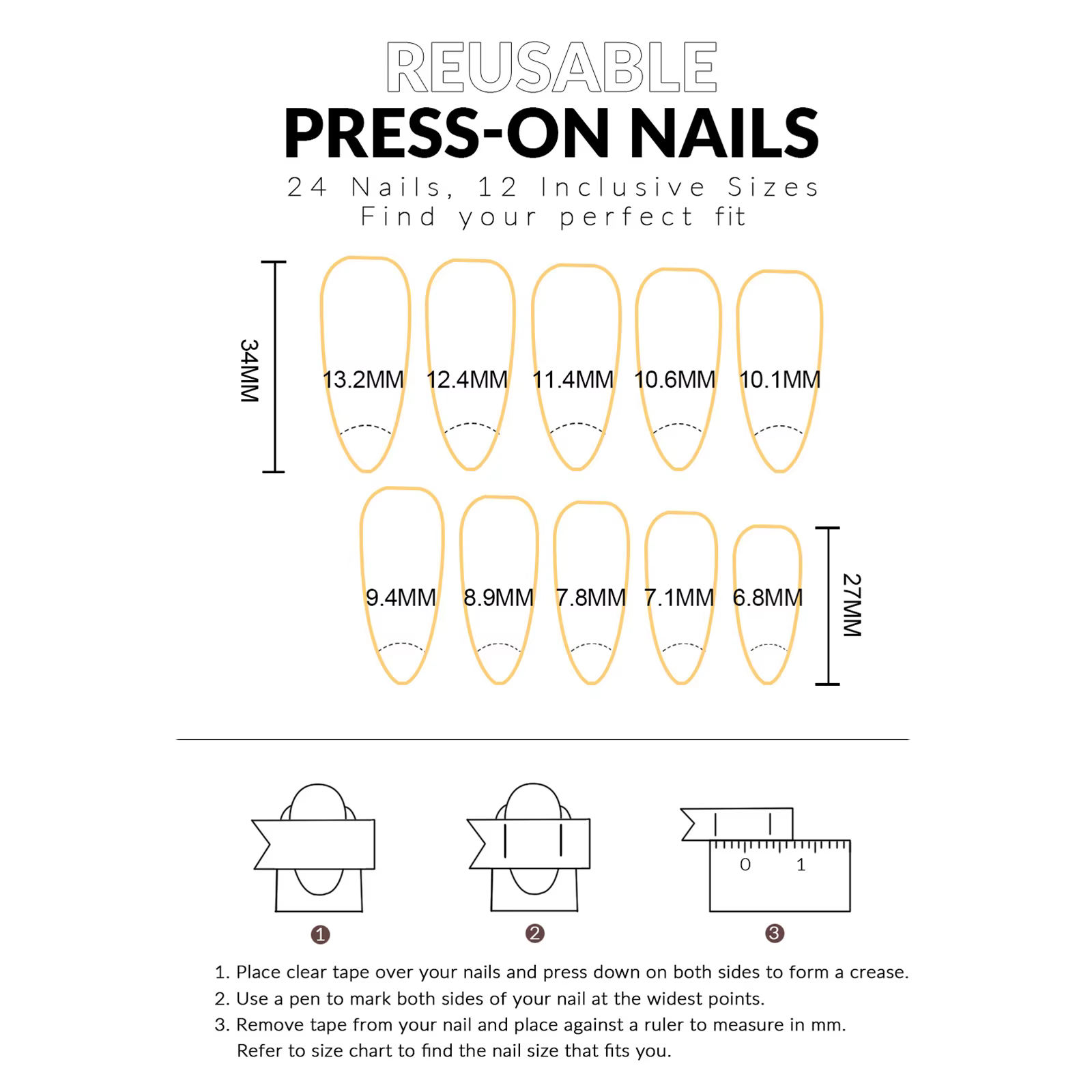 24 faux ongles longs pointus