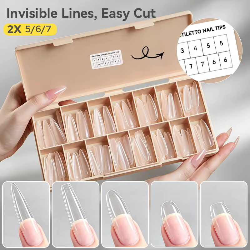 BORN PRETTY – Nouveaux faux ongles longs stiletto avec lignes de guidage intégrées
