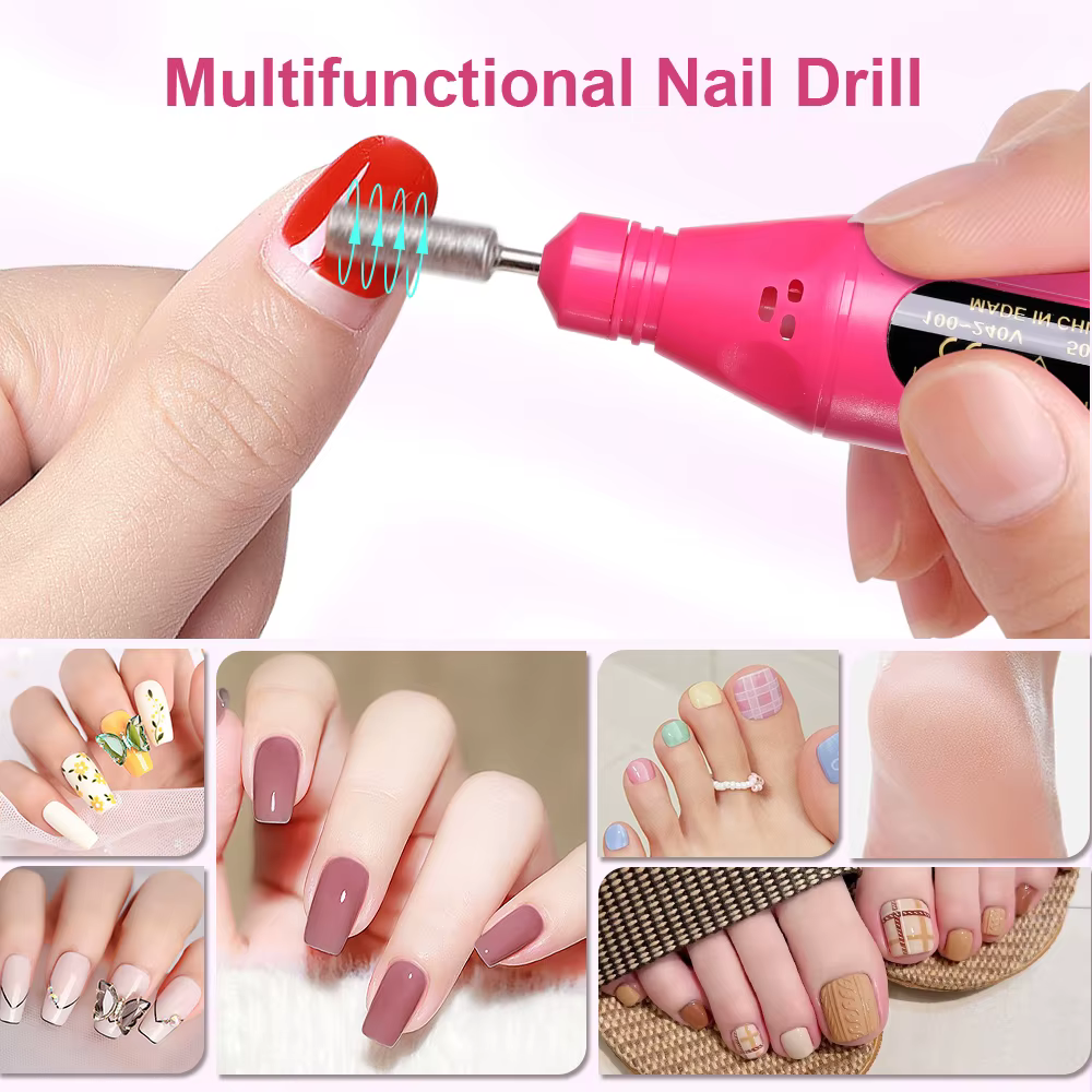 LINMANDA 6 en 1 Kit de forets à ongles électriques enlever polisseuse manucure lime