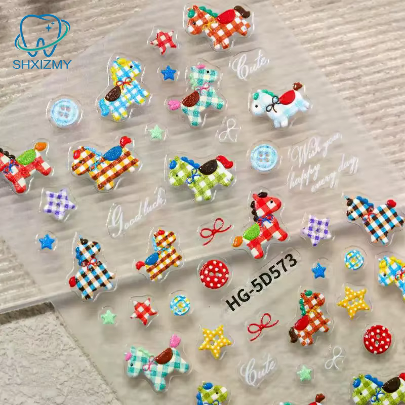 Autocollant cheval coloré et élégant pour Nail Art