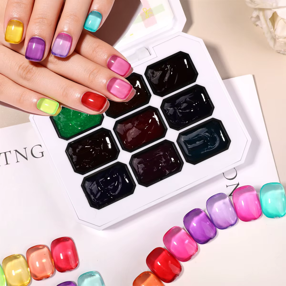Gel à ongles solide 9 couleurs effet gelée estivale