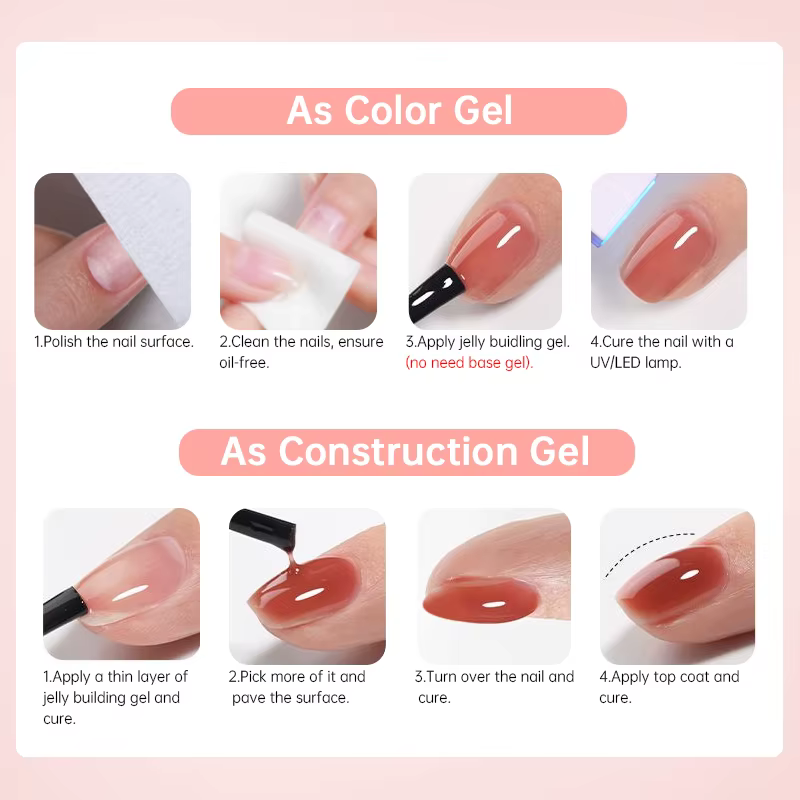 UR SUGAR 15ml Gel de construction de gelée pour construire renforcer les ongles fins manucure naturelle Nail Art