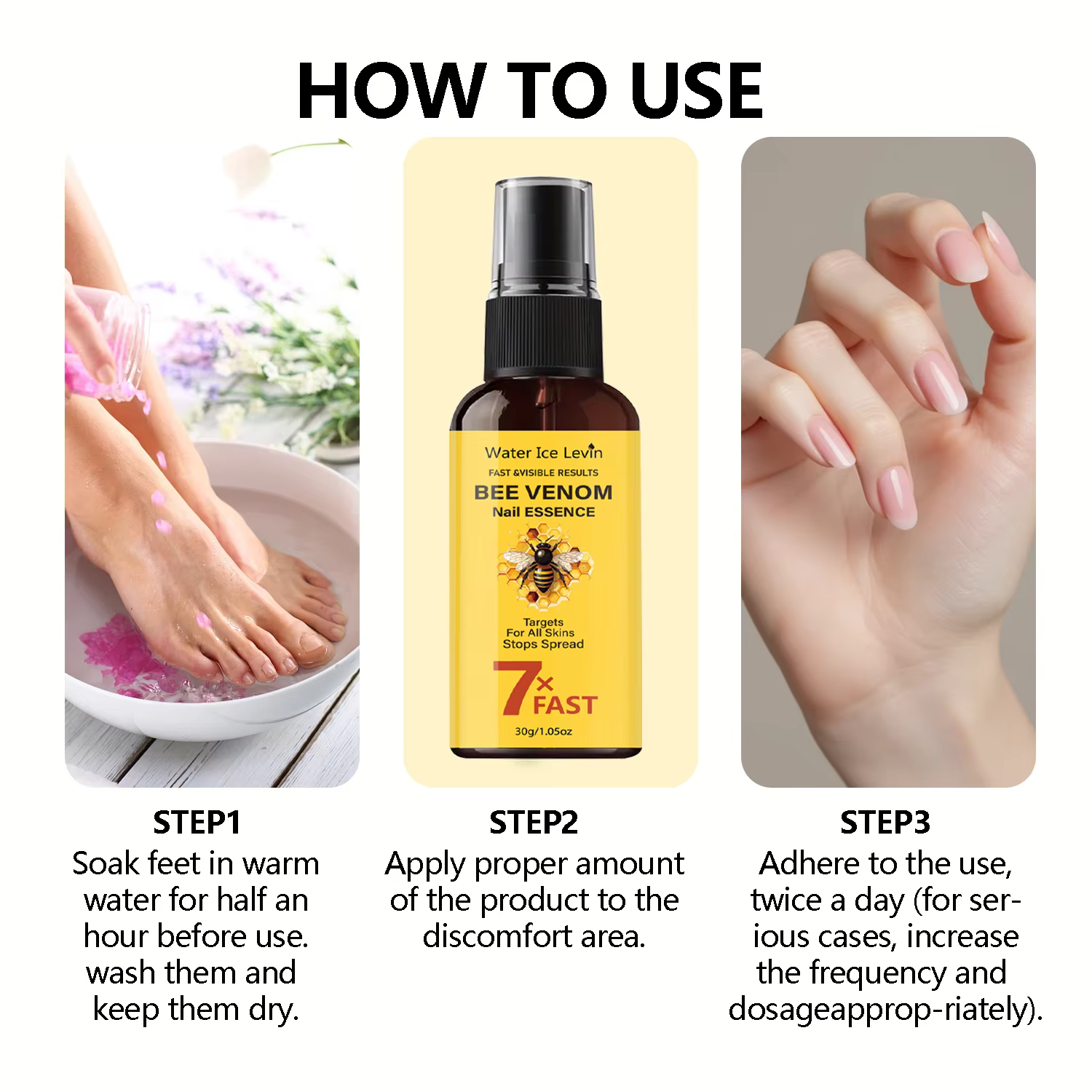 Essence pour ongles au venin d'abeille - Action rapide 7X