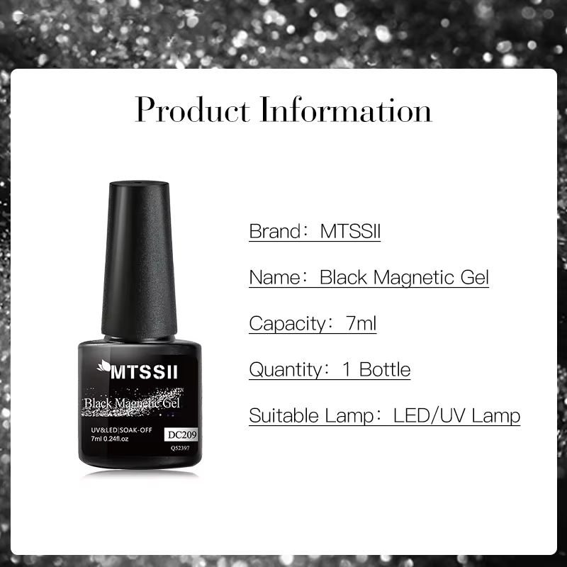 Vernis à ongles semi-permanent en gel magnétique noir cristal 7 ml