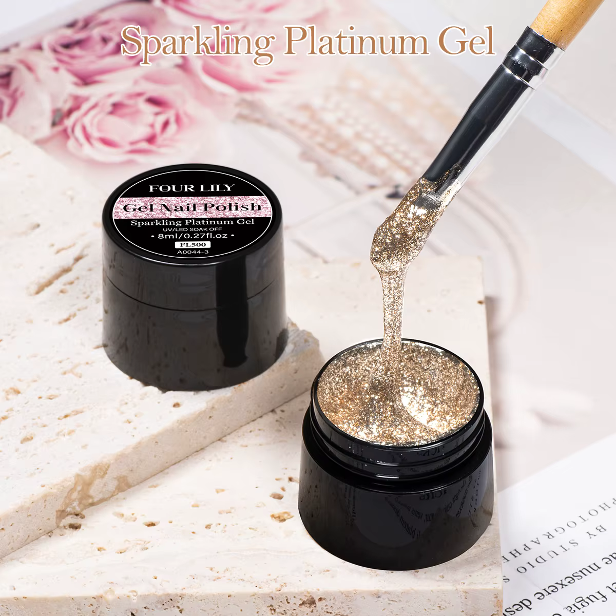Quatre Lily 8ml or scintillant platine vernis à ongles paillettes longue durée Semi Permanent Nail Art peinture Gel