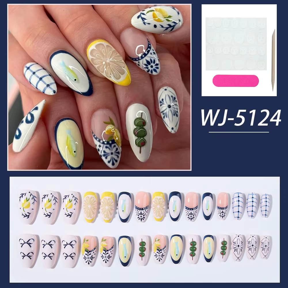 24 faux ongles press-on en acrylique