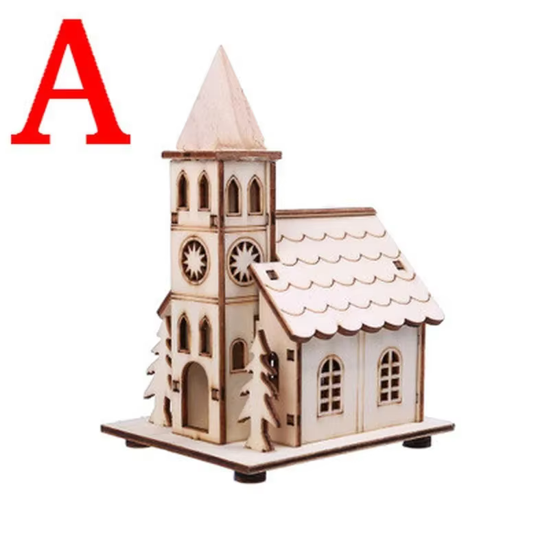 Lumières LED de vacances, maison en rondins, ornements d'arbre de noël pour la décoration de la maison, maison en rondins, décoration de fenêtre cadeau DIY