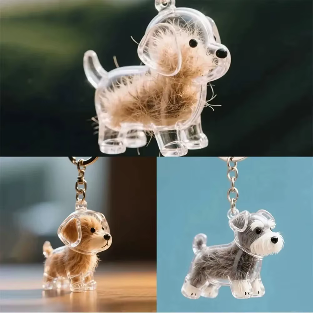Pendentif porte-clés mignon pour poils de chien, accessoire de sac, porte-clés de voiture pour couple, bijou souvenir, cadeau de collection, décoration, accessoires pour chien