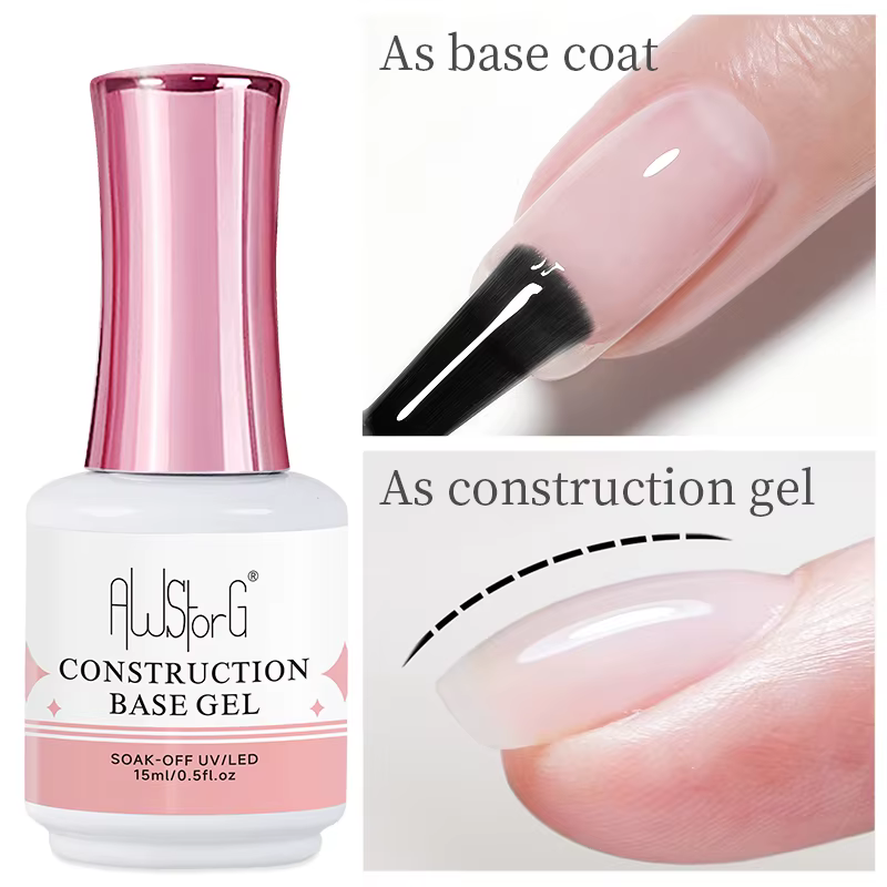 AWStorG Gel de Base de Construction 15ml Gel pour ongles constructeur dans une bouteille Semi Permanent