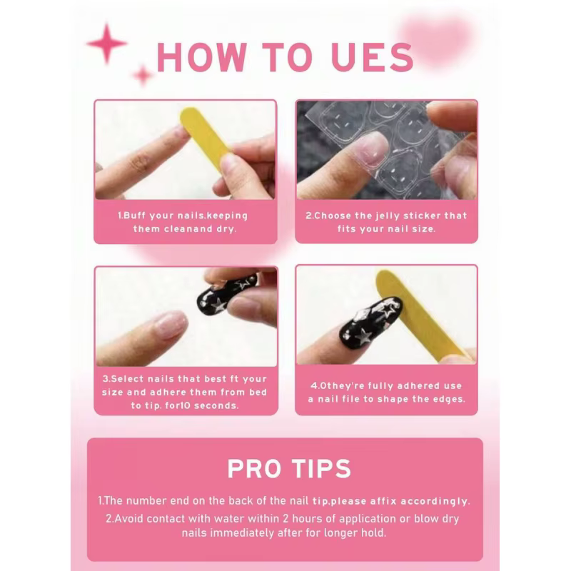 10 faux ongles noirs français