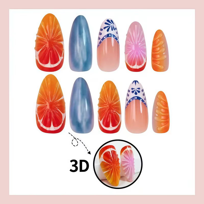 Le kit de 24 pièces pour ongles présente un design de dégradé en forme d'amande