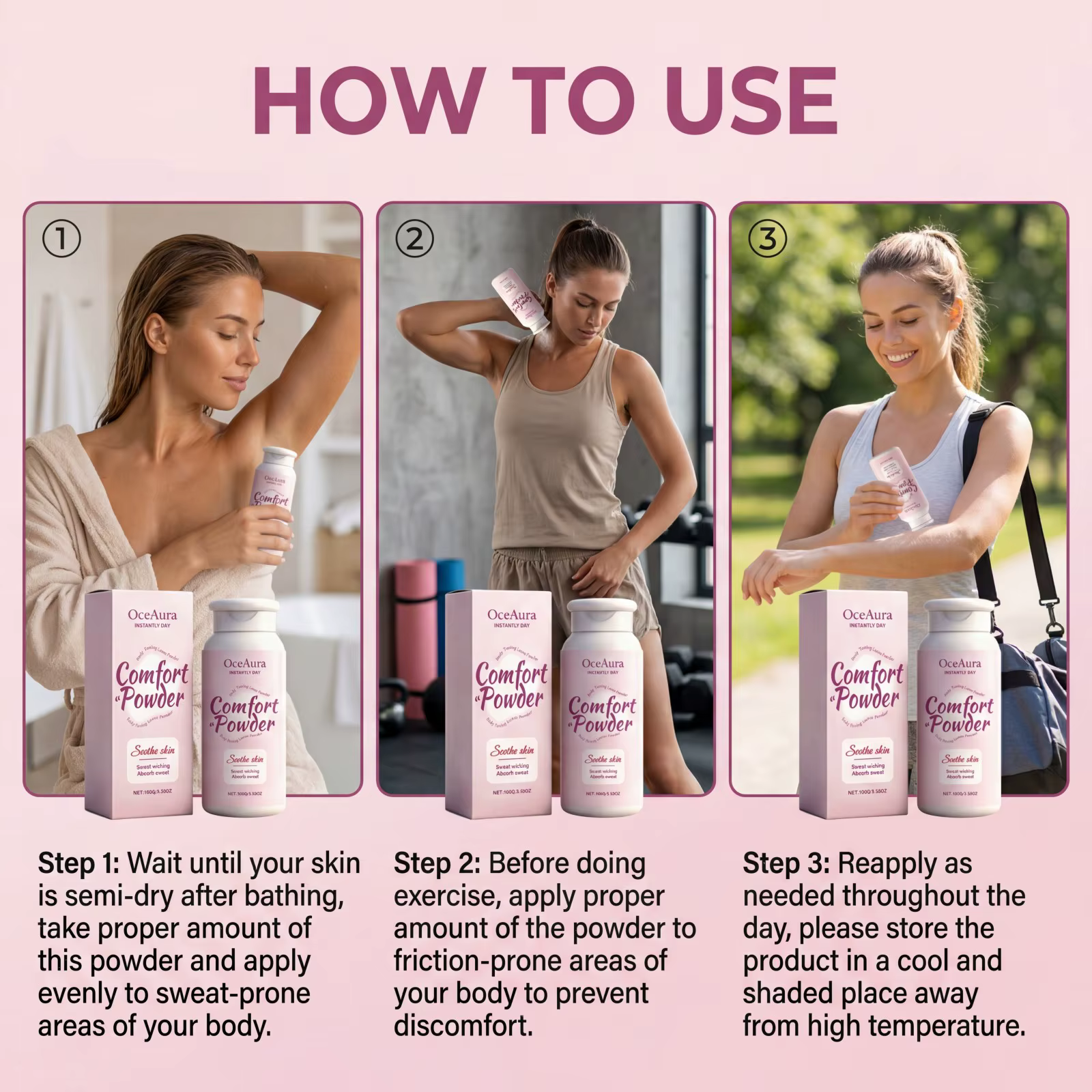 Poudre Confort Instantanée Séchage Rapide Poudre Corporelle Apaisante Anti-Transpiration Absorbe la Sueur Sans Talc Soin Rafraîchissant pour l'Été