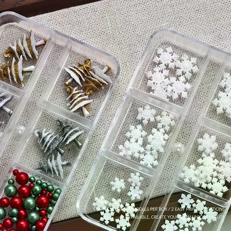 6 grilles/boîte de perles de noël rouge/vert