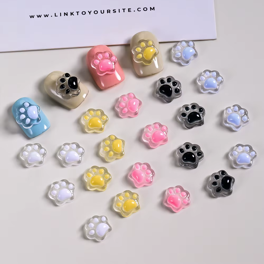 50 Pièces Breloques 3D Lumineuses Patte de Chat