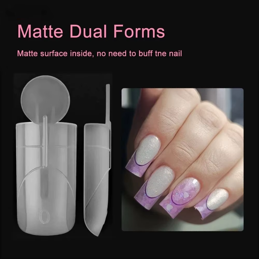 140 pièces de formes à ongles françaises à surface mate avec ligne française intérieure