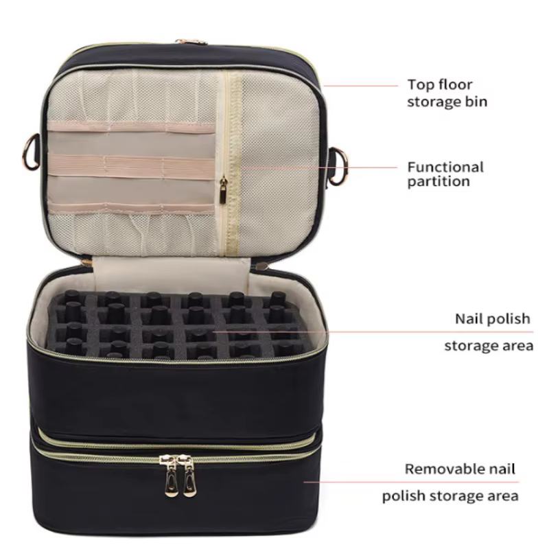 Boîte de rangement pour vernis à ongles à trois couches de grande capacité