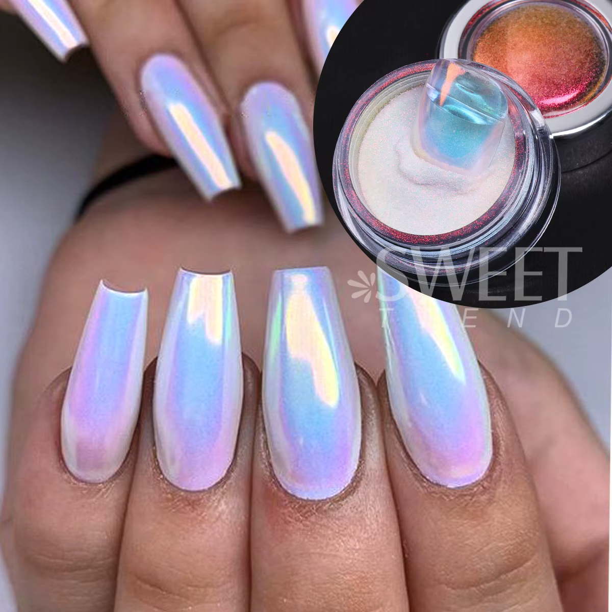 0.3g Iridescent Aurora miroir ongles paillettes Pigment licorne Chrome frotter la poussière arc-en-ciel fée scintillant haute qualité manucure poudre