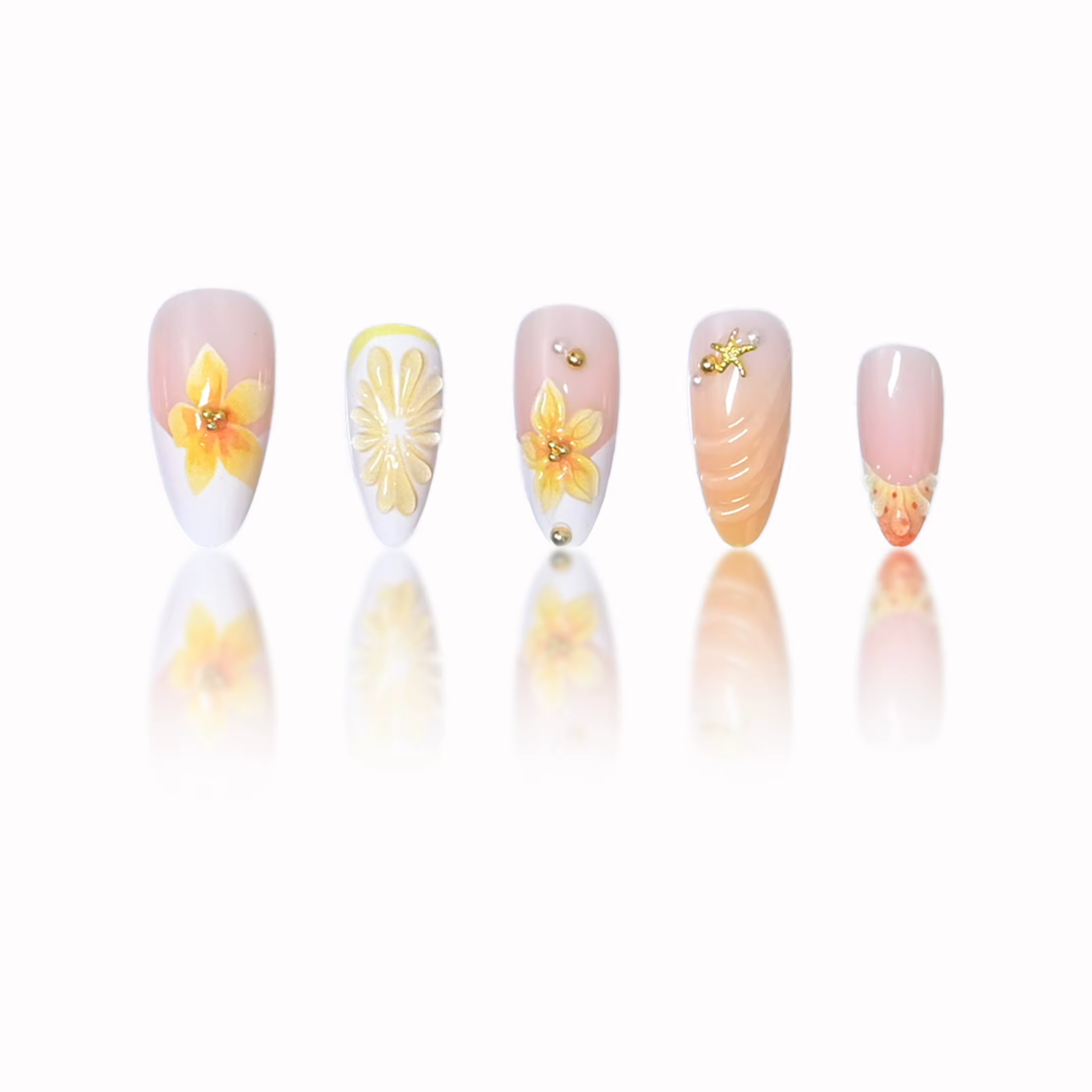 24 faux ongles à presser en forme d'amande