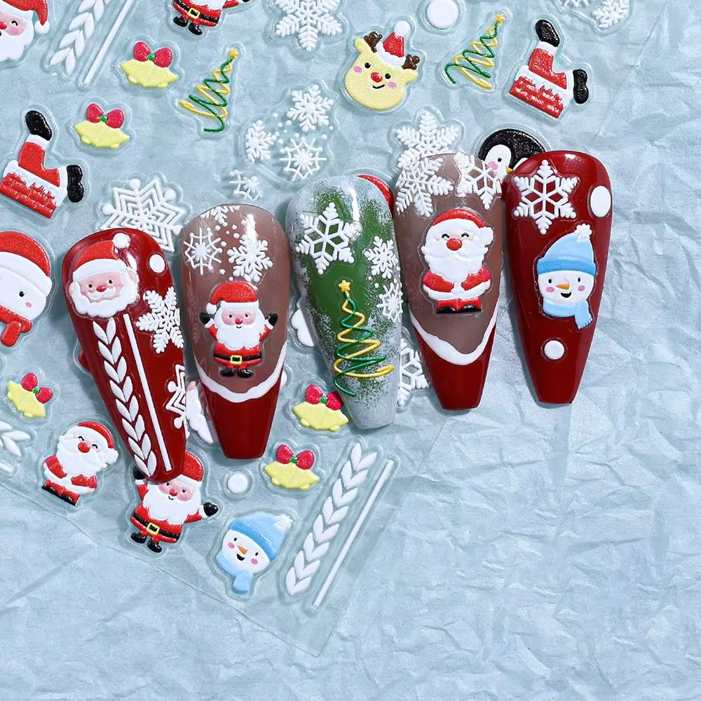Autocollants de manucure de noël mignons