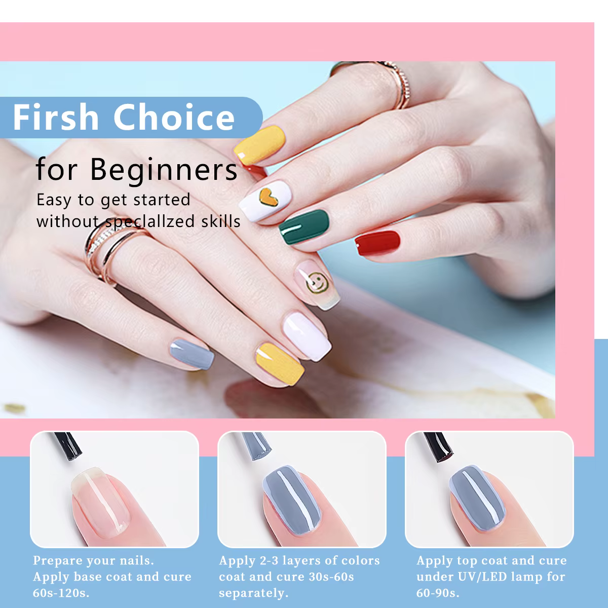Série de blocs de couleurs | Ongles brillants 0.24 oz Gel de mousse de bonbons à la mode Semi-Permanent Nail Art goutte